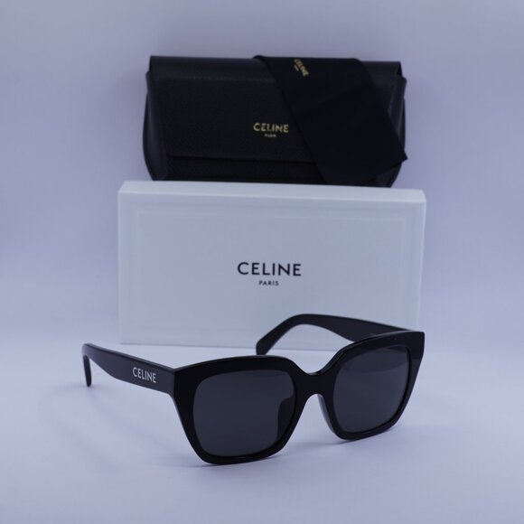 Celine CL40198F 01A Square Sunglasses–Shiny Black - Picture 4 of 9